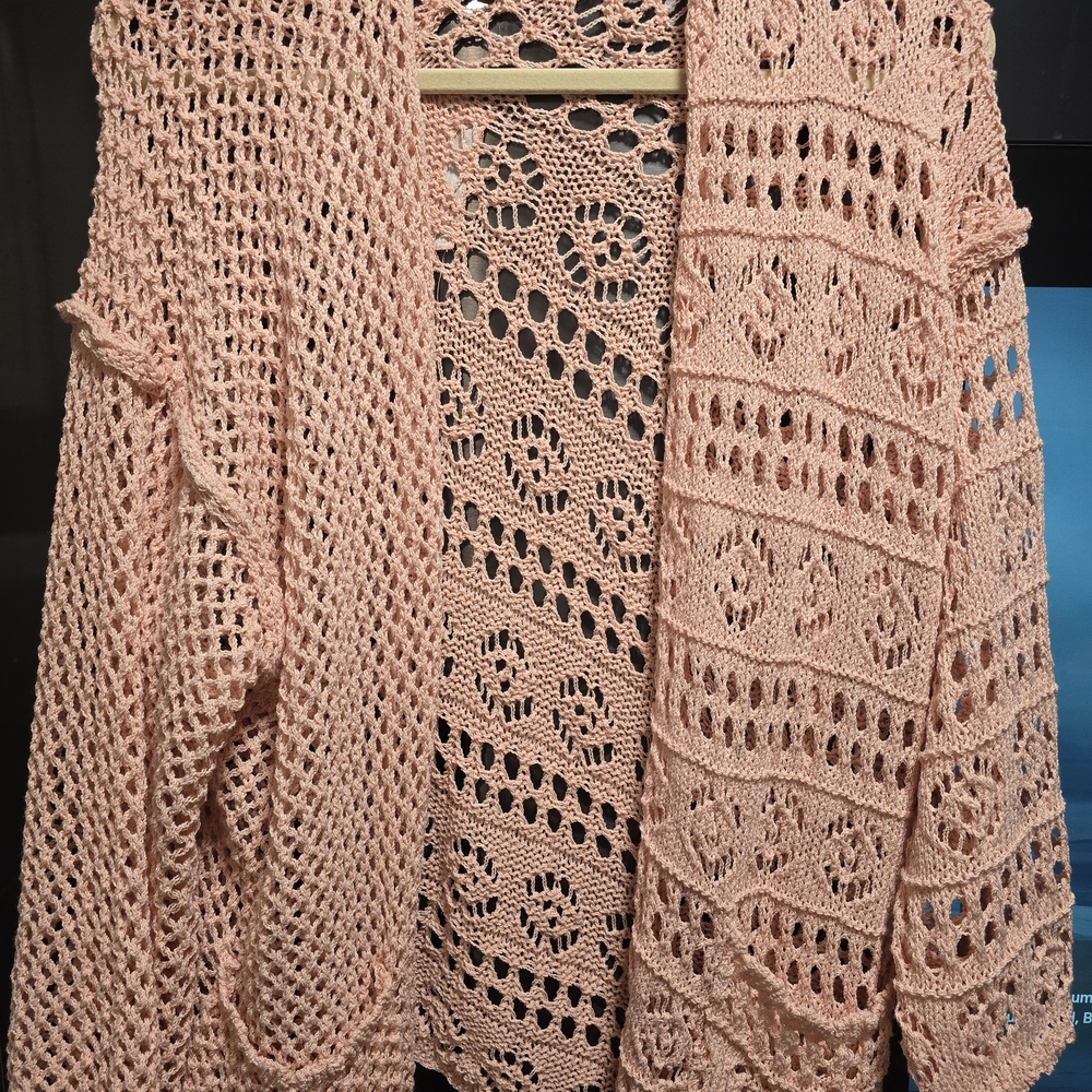 POL Women's Pink Open-Knit Cardigan